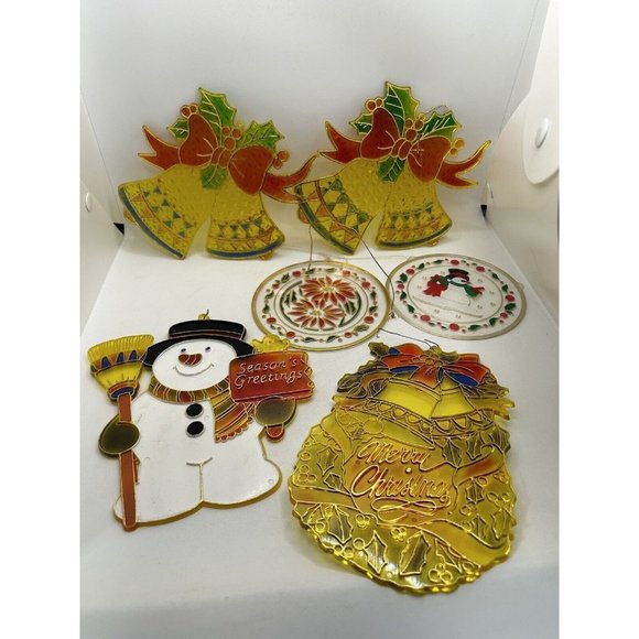 Other Vintage Suncatcher Plastic Faux Stained Glass Holiday Christmas